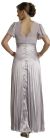 Half Sleeved Formal Evening Dress with Pleated Skirt back